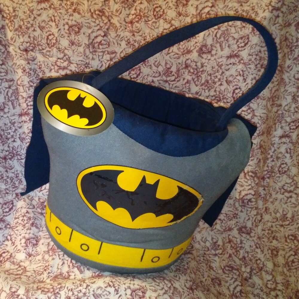 Jumbo Plush Batman Halloween Candy Basket Pail fabric Brand By DC Comics